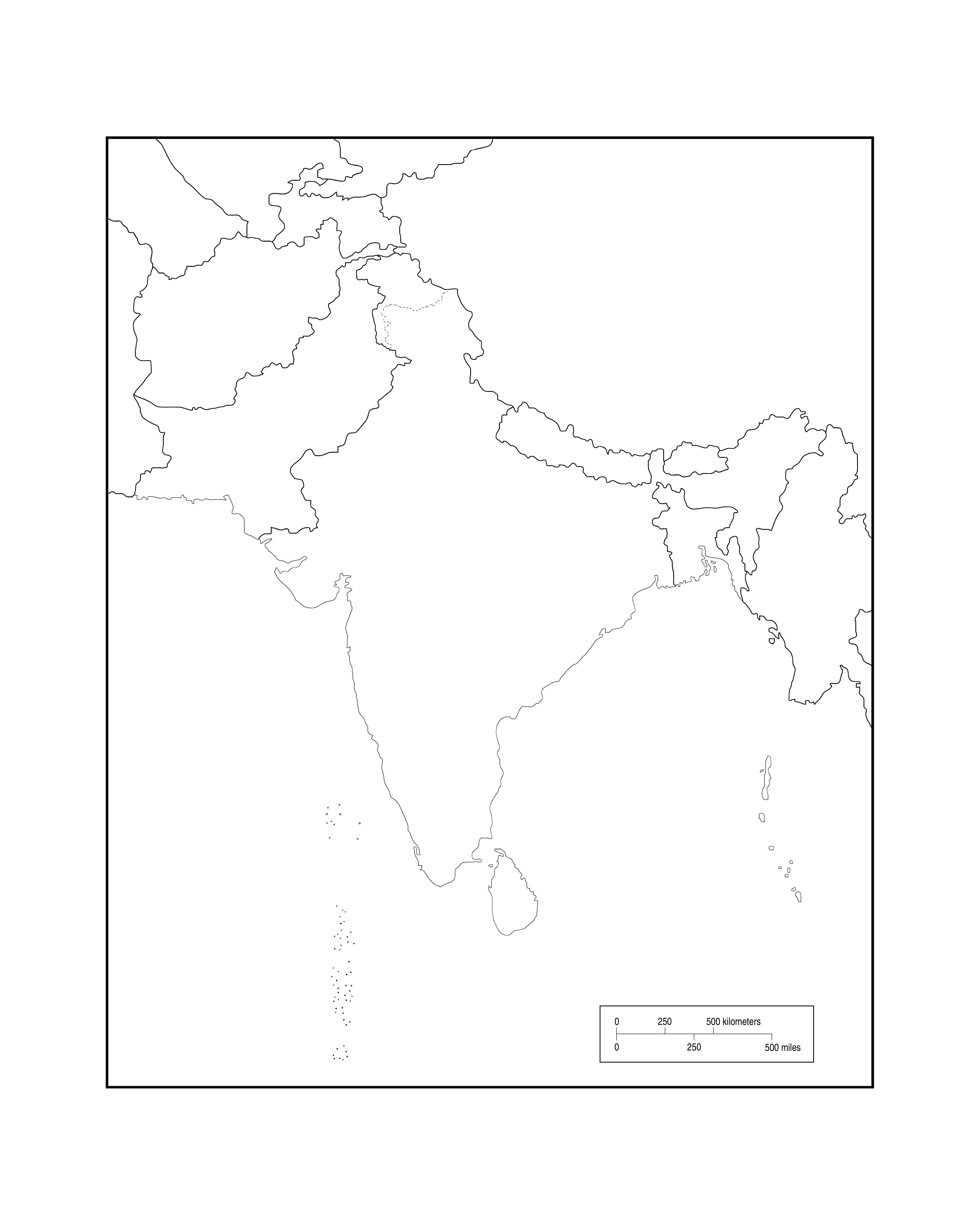 Map Of Asia Countries Black And White 
